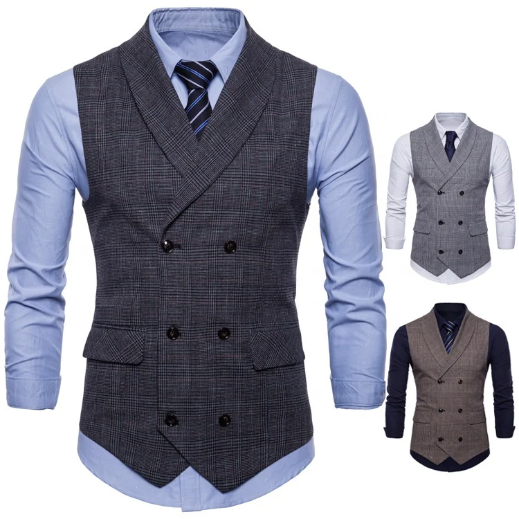 

fast shipment variety color men slim fit formal business vest wedding man suits, Grey or as per customer requeast