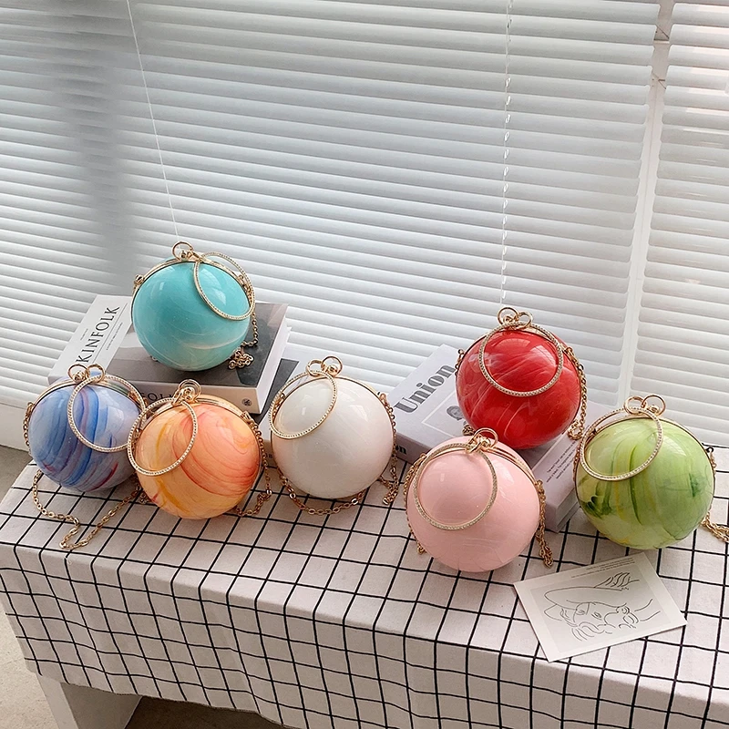 

New fashion chain shoulder bags ladies handbags colorful ball cosmetic cases