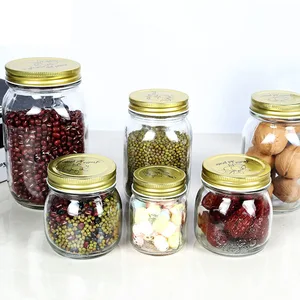Image of Cheap Clear Color Glass Mason Jar Bottle 1000ml Wide Mouth Glass Ball Food Container