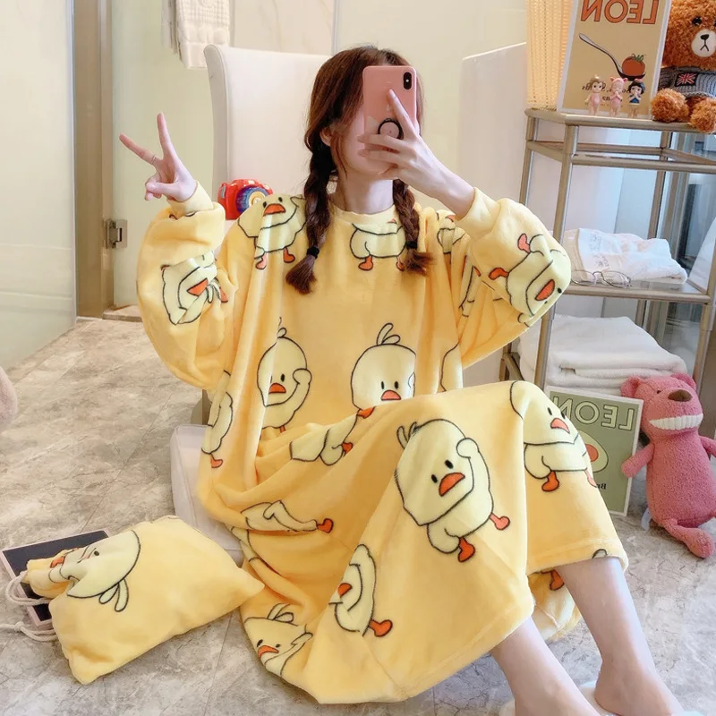 

Korean Sleepwear Velvet Nightgown Pijama Franela Pillama De Mujer Flannel Pajama Lady Nightdress Nighty Fleece Pyjama For Women