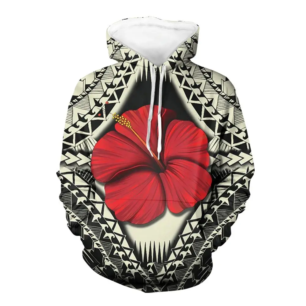 

OEM Newest Pullovers Sweatshirts Hawaii Hoodies Plumeria Printed Womens Polynesian Hoodies Sweatshirt With Pockets For Wholesale, Customized color