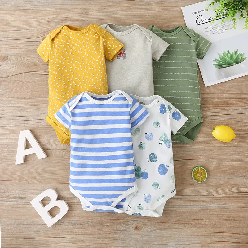 

wholesale 5 pieces baby boys' clothing sets 100% cotton infant baby boys' rompers, Picture