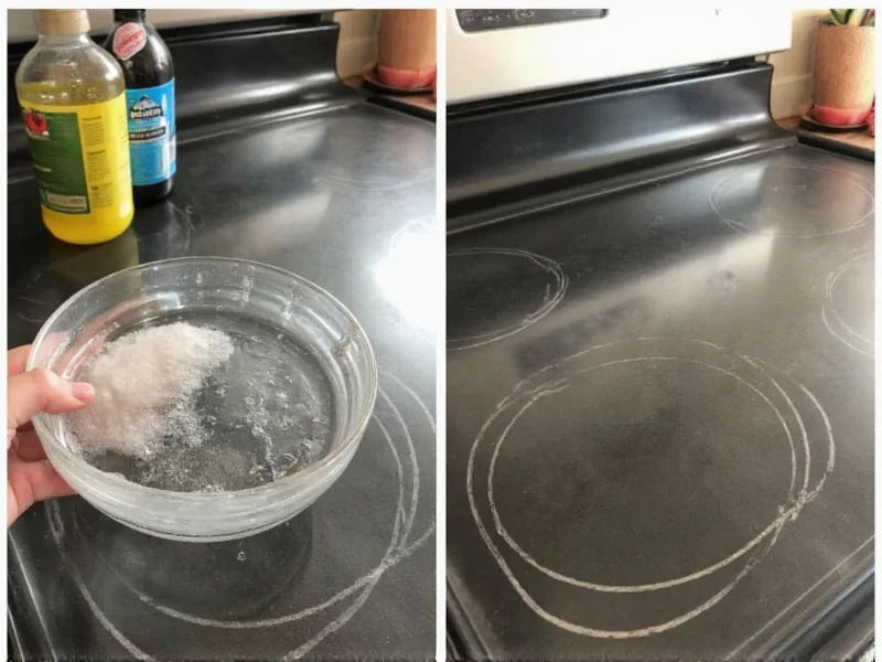 Homemade cleaner results on dirty stovetop