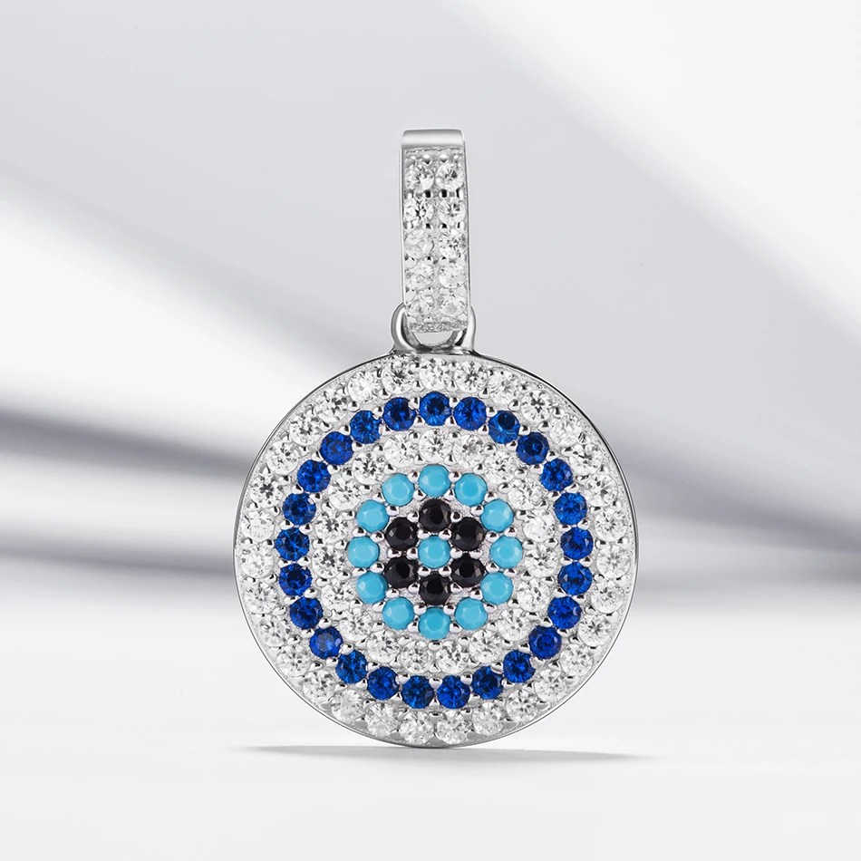 

Classical Cubic Zirconia Blue Eye Pendant fit Necklace 925 Sterling Silver Turkish Eye Pendants For Women Daily Wearing