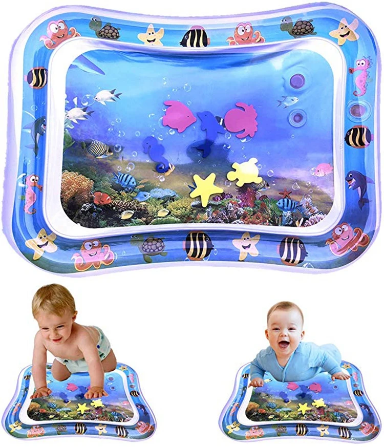 

Inflatable Baby Water Mat Infants Fun Activity Play Center Baby Kids Playmat Condition: New, Blue color