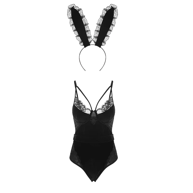 

European American Bunny Girl Cosplay Lingerie Sexy Rabbit Jumpsuit Uniform Role Play Fancy Underwear Set