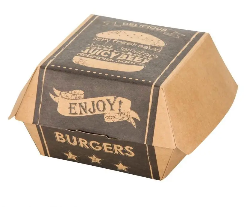 

FTS Custom Mcdonald's Sizes Food Grade Burger Box Kraft Paper Burger Packing Lunch Box