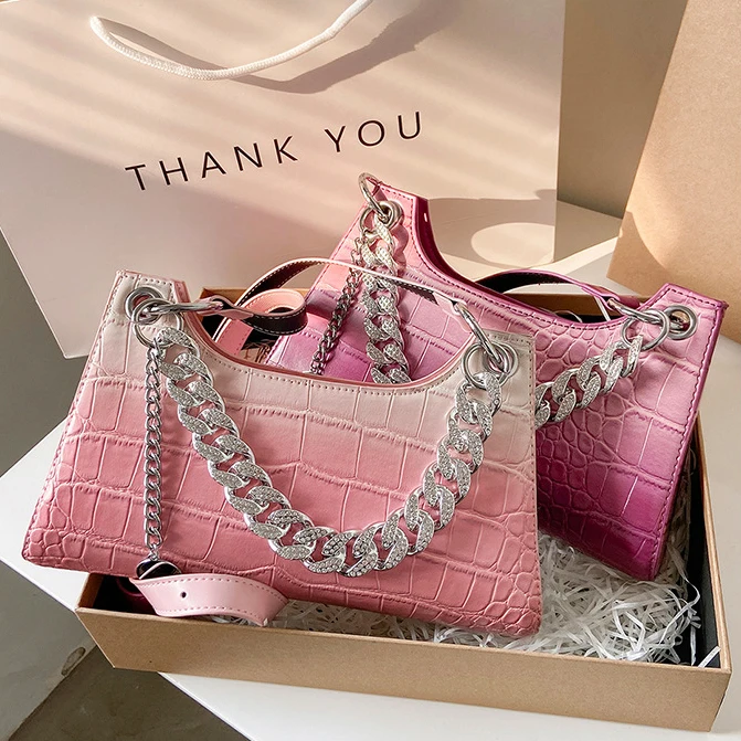 

TS9500 2021 Designer Luxury Dropship Handbag New Fashion Stone Pattern Gradient Color Bag Purse And Handbags For Women, Green/purple/pink/orange