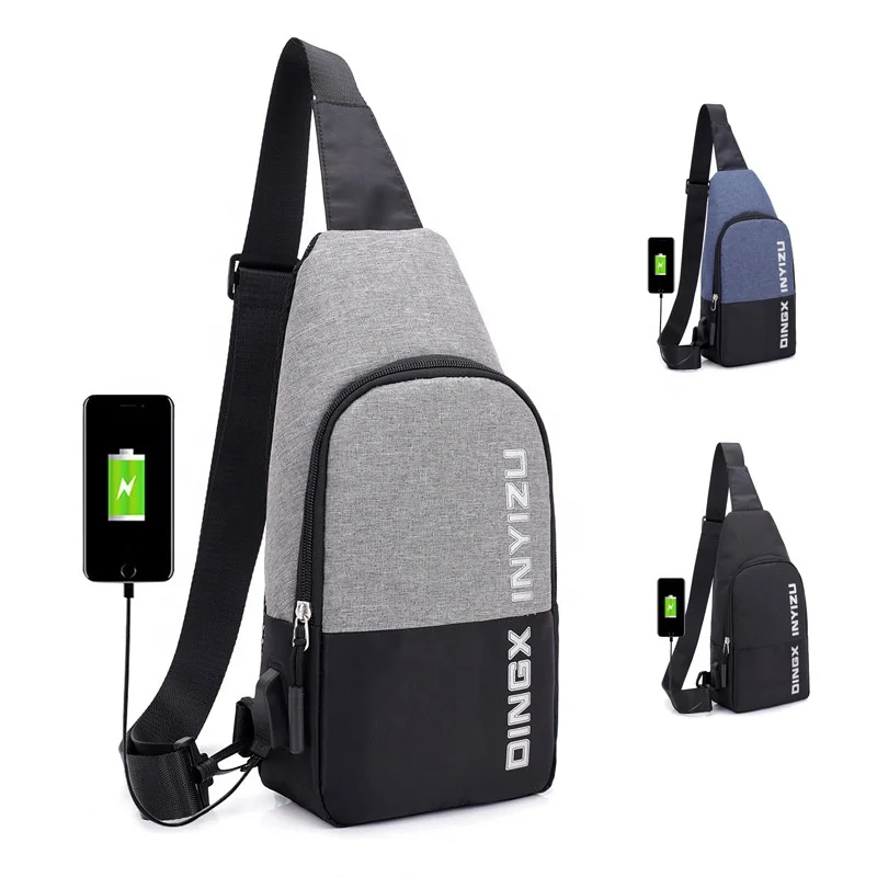 

Factory direct new men's USB smart backpack chest bag waterproof travel large capacity single shoulder bag wholesale