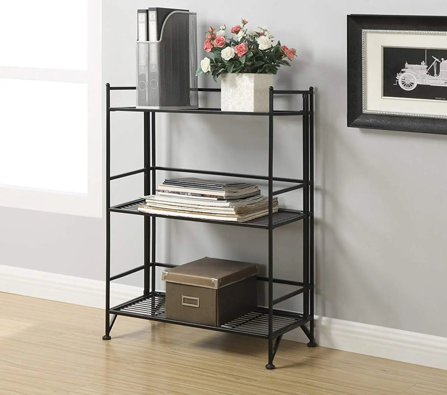 Black 4 Tiers Metal Shelfsmall Space Solution No Assembly Home Kitchen