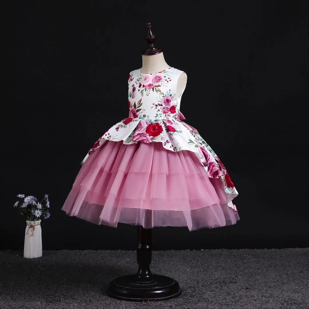 

2022 latest design boutique flower girls dress fashion style top quality baby girls princess tutu party dress, As shown