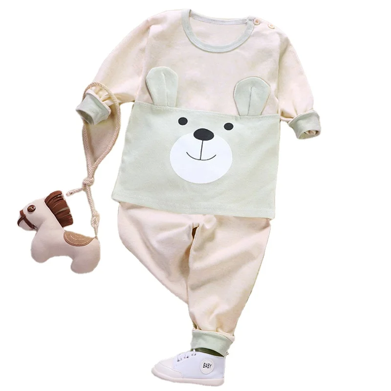 

Cotton underwear set boys and girls color autumn and winter warm baby pajamas