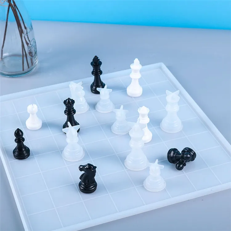 

Y1509 Shiny Chessboard Resin Mold Silicone Chess Table Epoxy Casting Mold, White