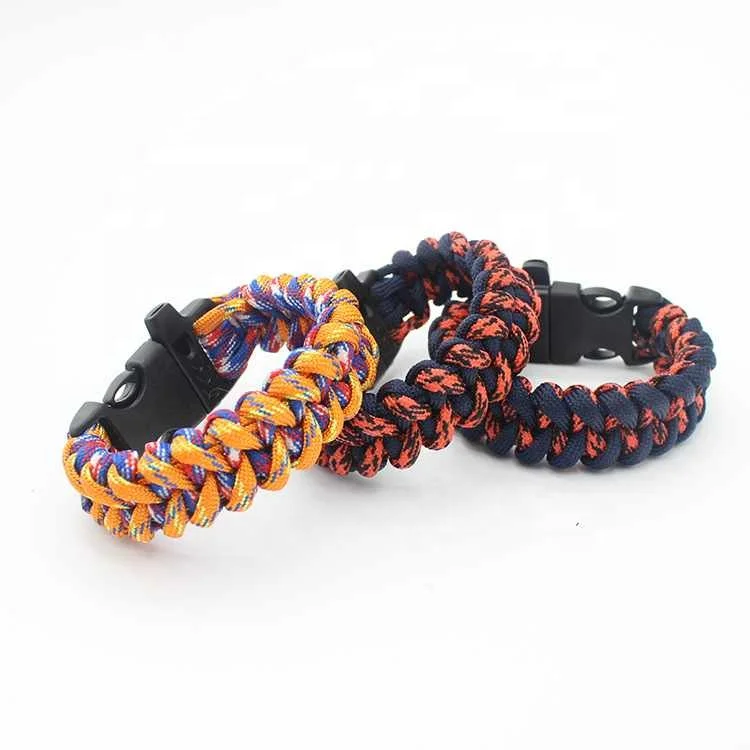 

Outdoor life saving camouflage parachute cord hand-woven plastic ABS buckle survival paracord bracelet