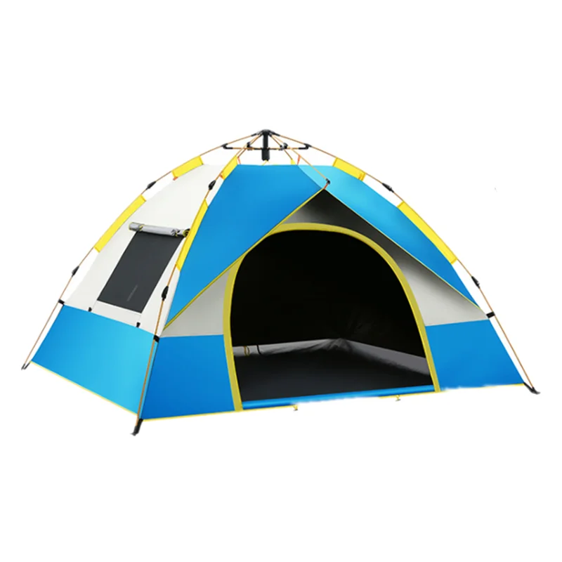 

Easy to operate outdoor waterproof folding tent for family camping, Dark green, blue.