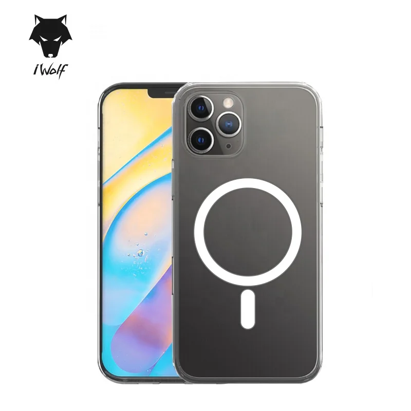 

iWolf Magnetic Magsafes Wireless Charging Clear Transparent TPU PC Shockproof Phone Case For iPhone 13 pro case cell phone