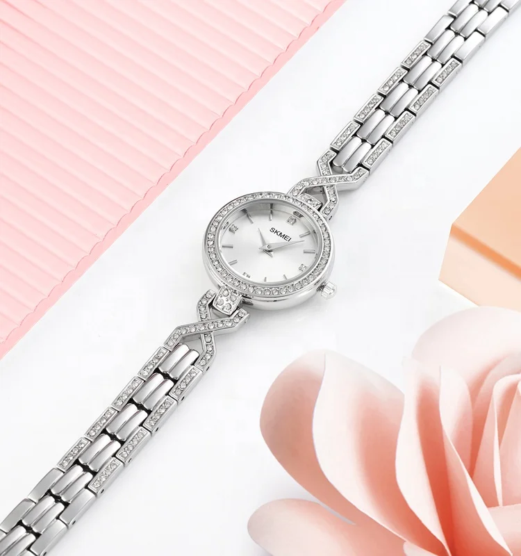 

Skmei 1738 lady fashion japan movt diamond quartz bracelet watch for luxury women