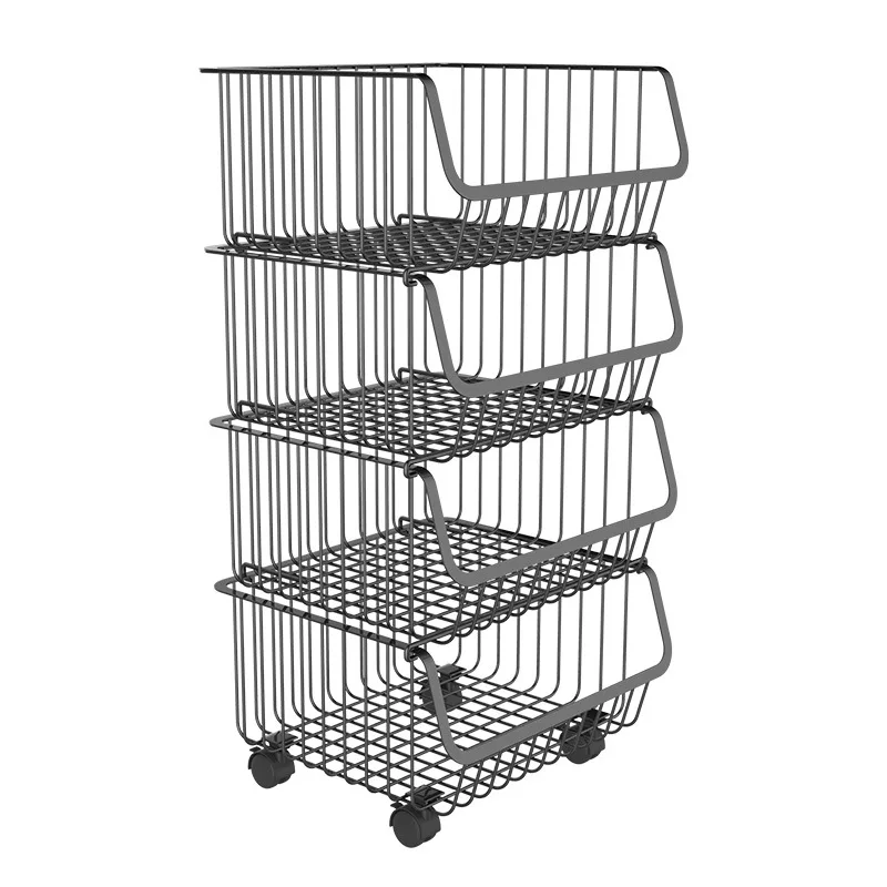 

Kitchen stainless steel vegetable rack fruit basket floor storage basket storage rack home multi-layer floor basket