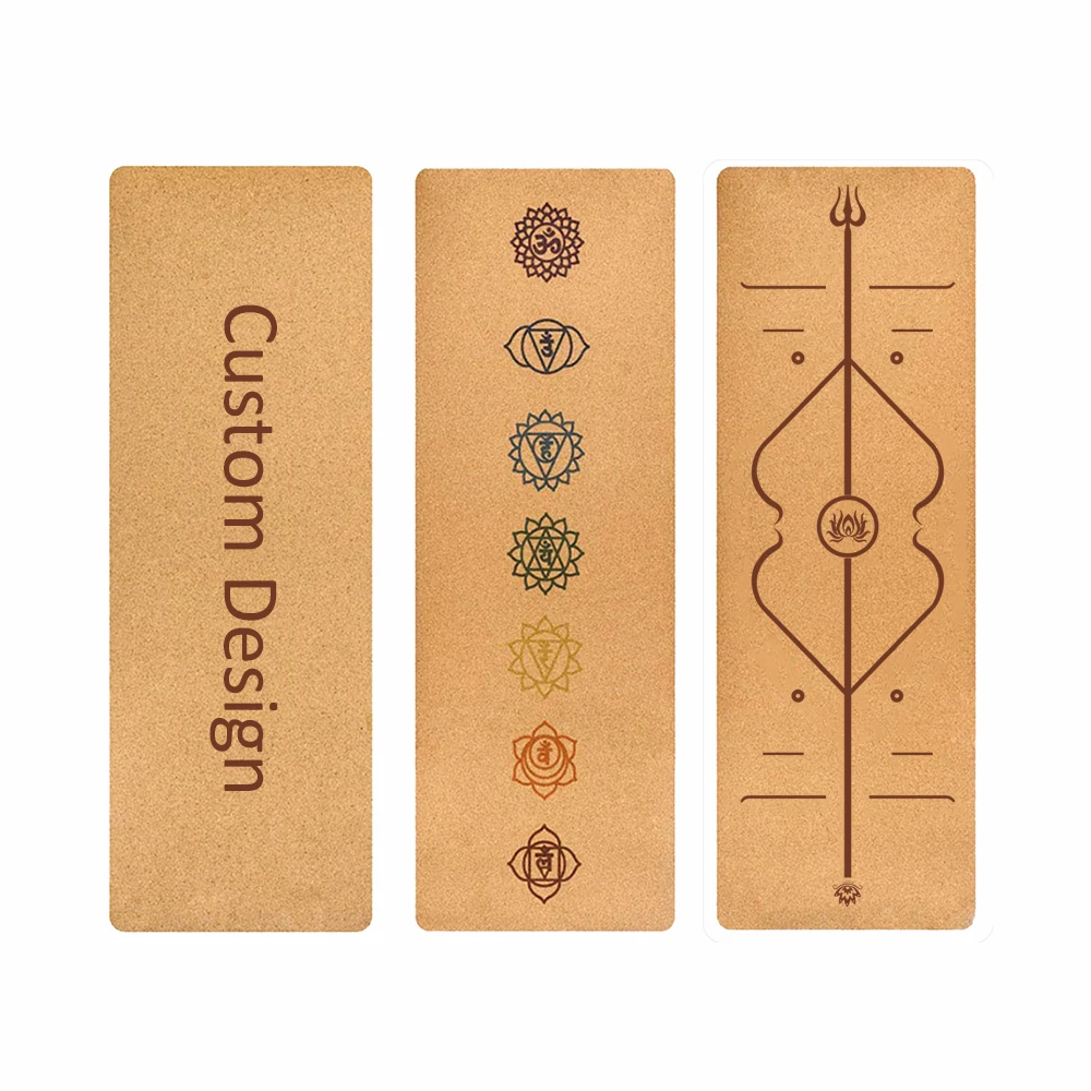 

High quality fitness nature printed wooden jute design cork yoga mat