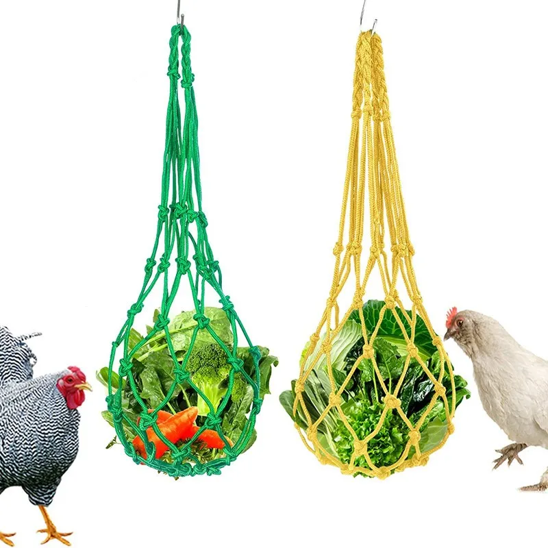 

Hang Fruit Vegetable Feeders Poultry Cage Toys Chicken Feeding Net Duck Goose Foraging Net