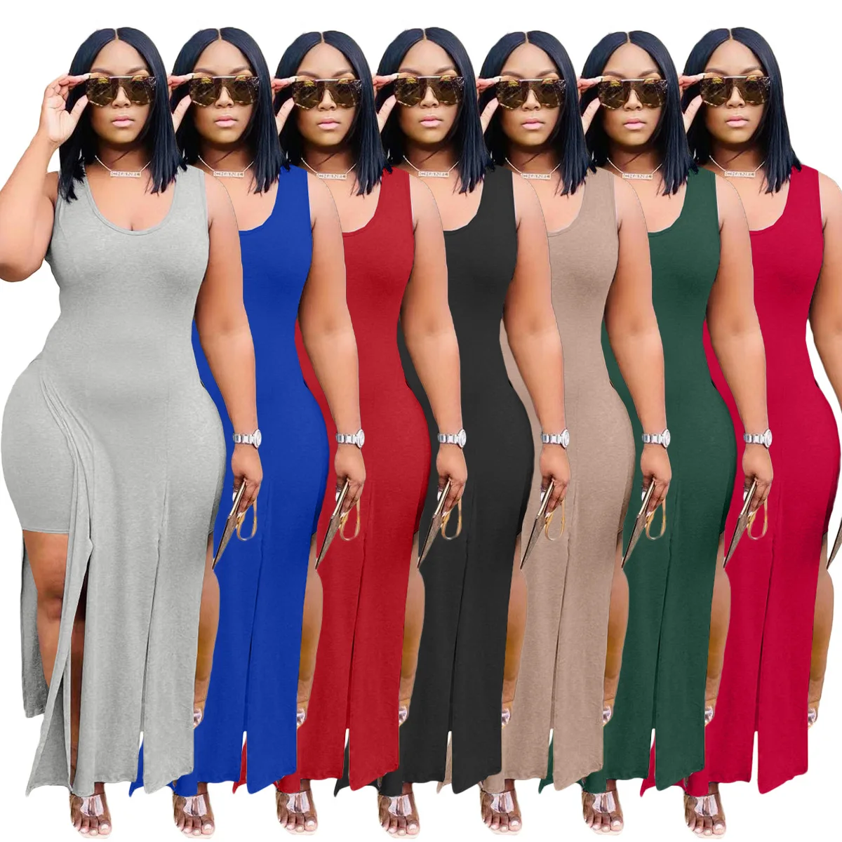 

Cotton Blend High Slit Irregular Long Tops Casual Shorts Sets Plus Size Women Clothing Lounge Wear Two Piece Set Dropshipping, Red, gray, black, blue,army green ,apricot