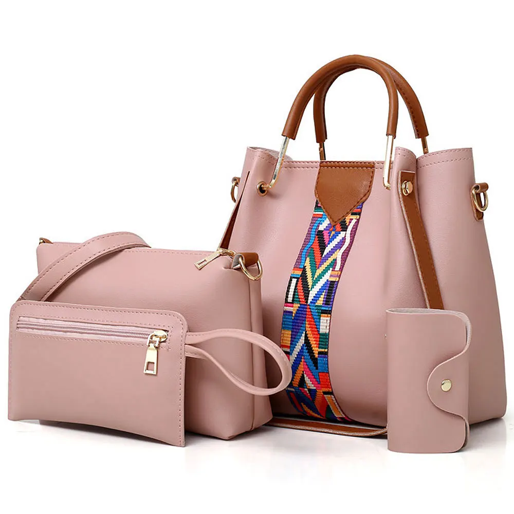 

4 pcs set color contrast luxury vintage handbags for ladies bags women hand bags, Customizable