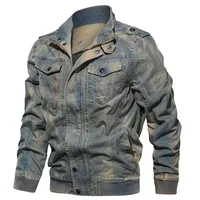 

Hot High Quality Kot Ceket Erkek Plus Size Zip Up Snap Retro Military Jacket For Men