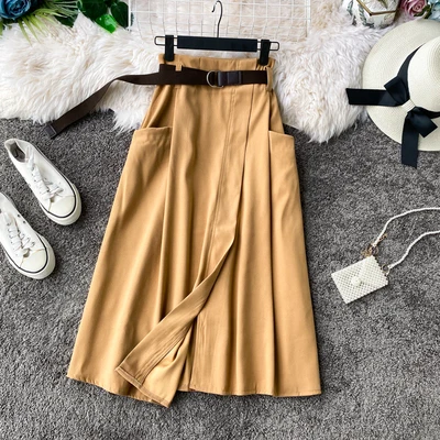 

Customized Design Elegant Women Skirt High Waist Pleated Skirt With Belt