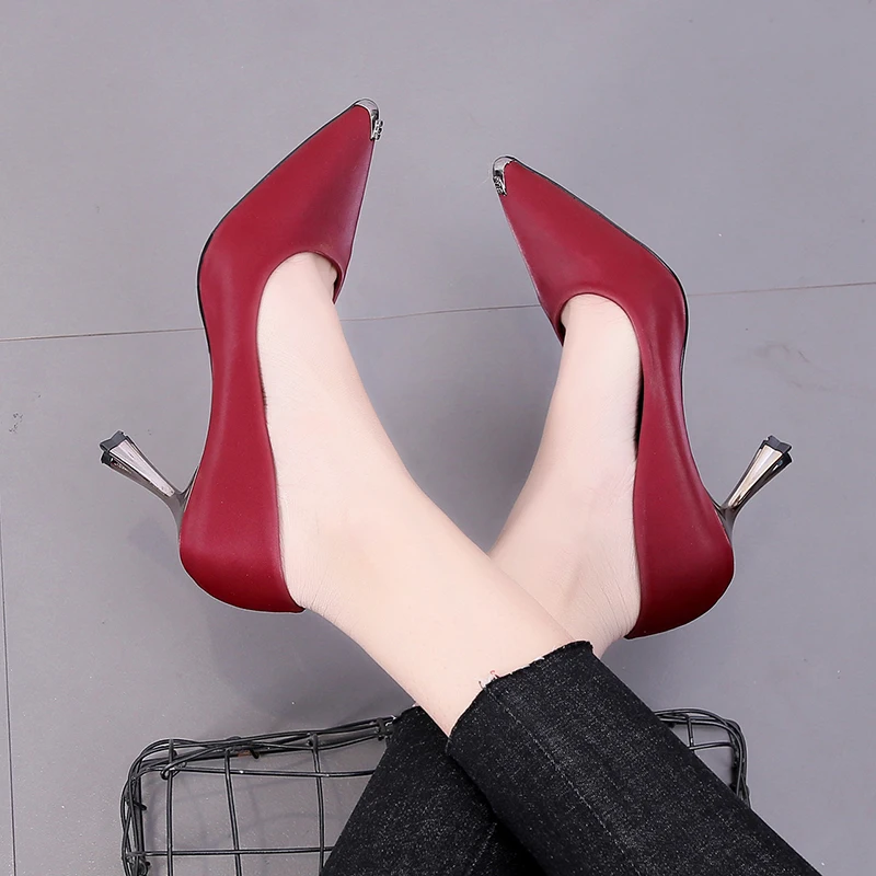 

DEleventh Shoes Woman Hot Selling 2020 Fashion Pump Sexy Pointy Toe Suede Stiletto High Heel Formal Shoes Autumn Black Blue Plum