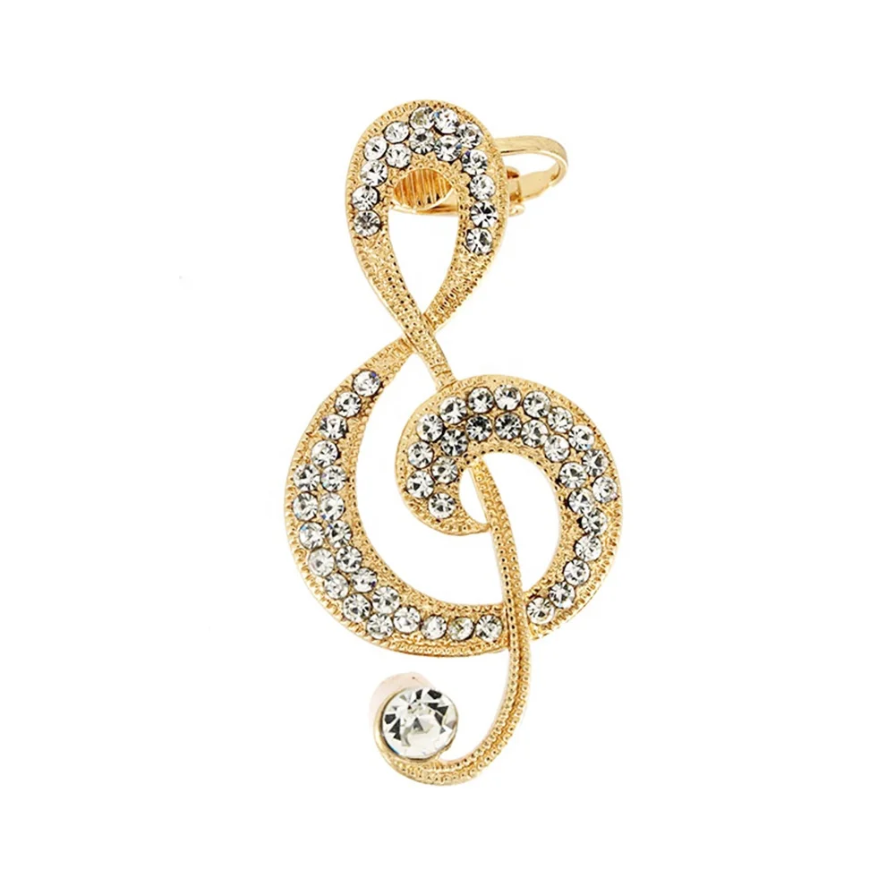 

Fashion Free Shipping Jewelry Gold Plated Alloy Music Symbol Music Rhinestone For Women Earrings, Picture