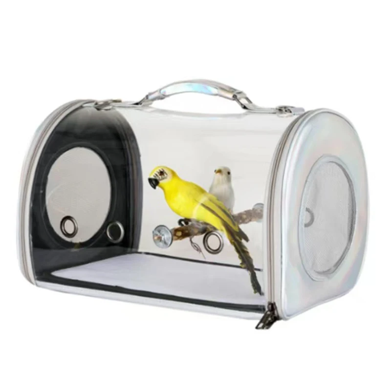 

Newest Breathable Portable Transparent Pet Bird Carrier Parrot Cage Wooden StIck Bird Travel Bag Bird Carrier