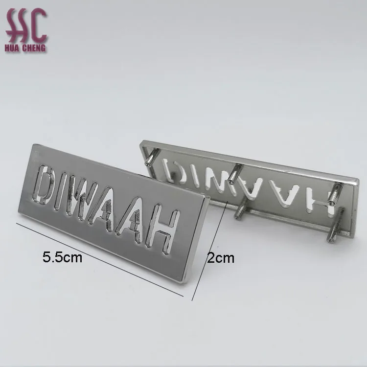 

High Quality bag accessories zinc alloy metal brand logo Label Washable Metal Brand Logo Label Custom Clothing Name Tag