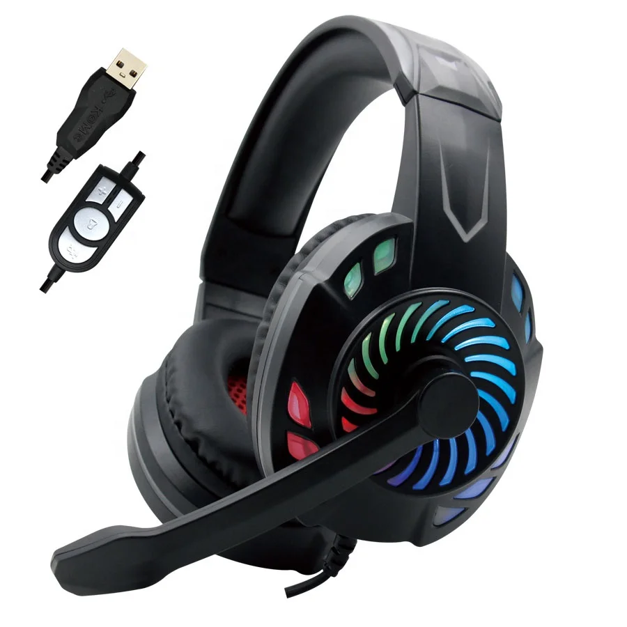 

Surrounded Sound 7.1 USB Headphone Over-Ear Gaming Headset Wired Computer Gaming Headphone, Black color with rgb light