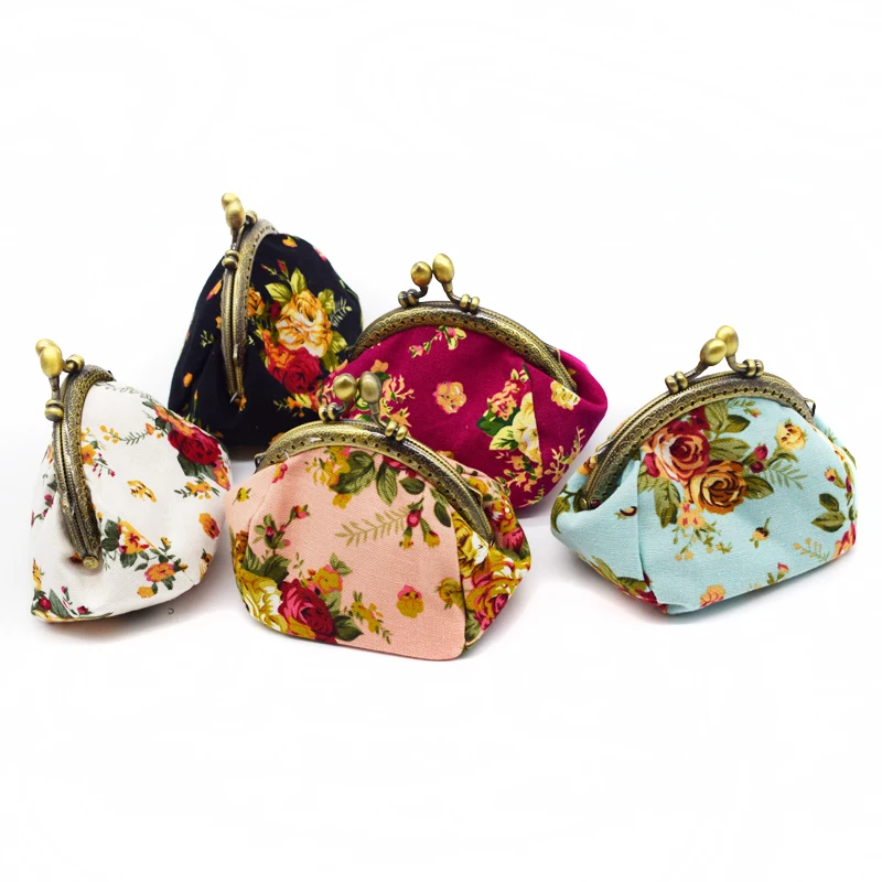 

Create Mini Canvas Vintage Small Purse With Hasp Floral Portable Pocket High-grade Vintage Retro Coin Purse for Ladies