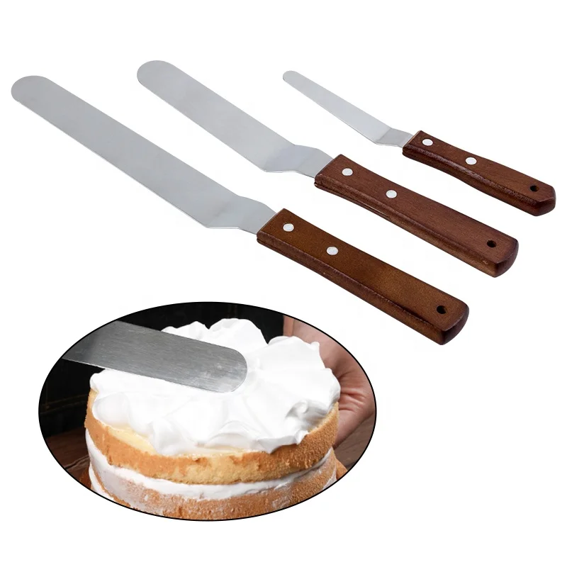 

Decorating Frosting Spatula Stainless Steel Cake Icing Spatula with Wooden Handle, As picture