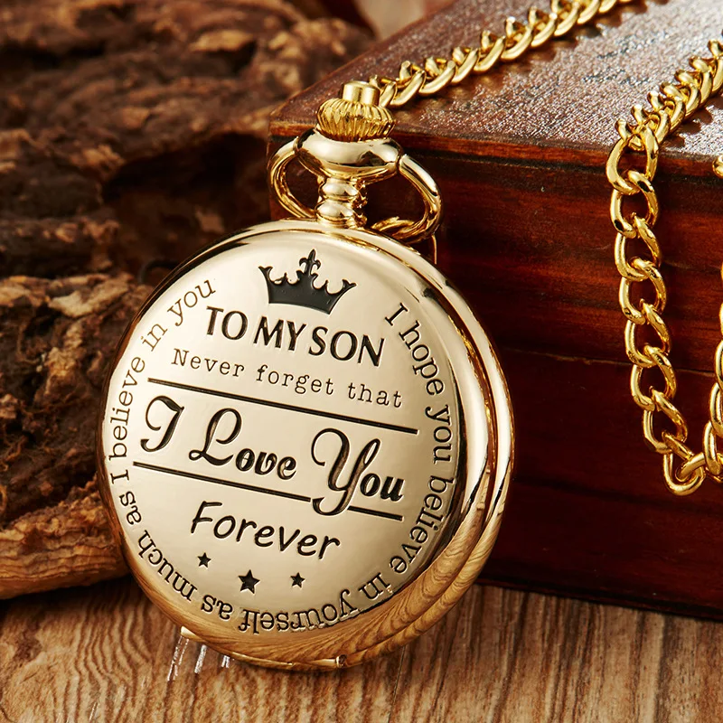 

Classic Smooth Vintage Quartz Pocket Watch with Chain, Black
