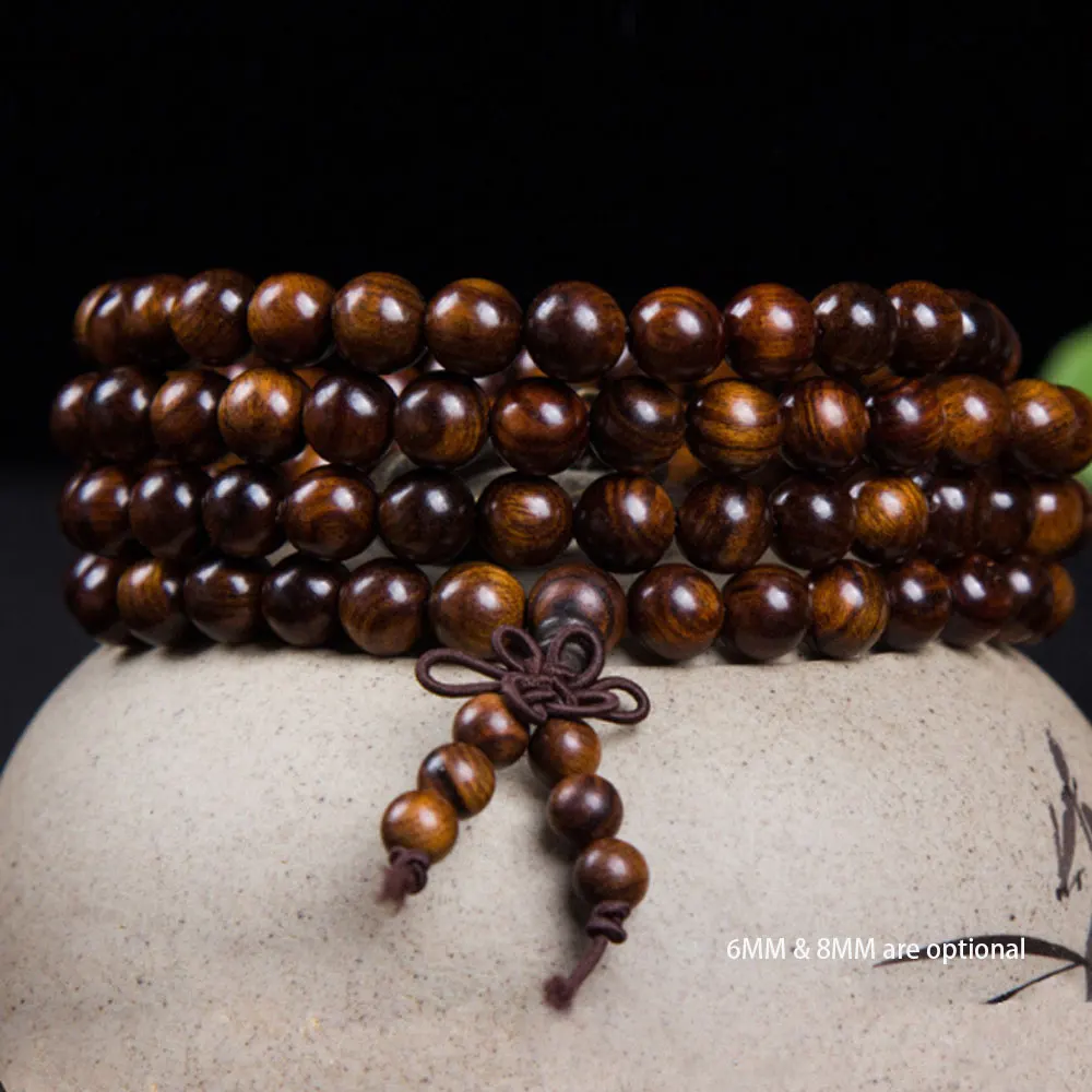 

handmade natural Vietnam rosewood 108 wood mala prayer beads wrist mala wholesale, Brown