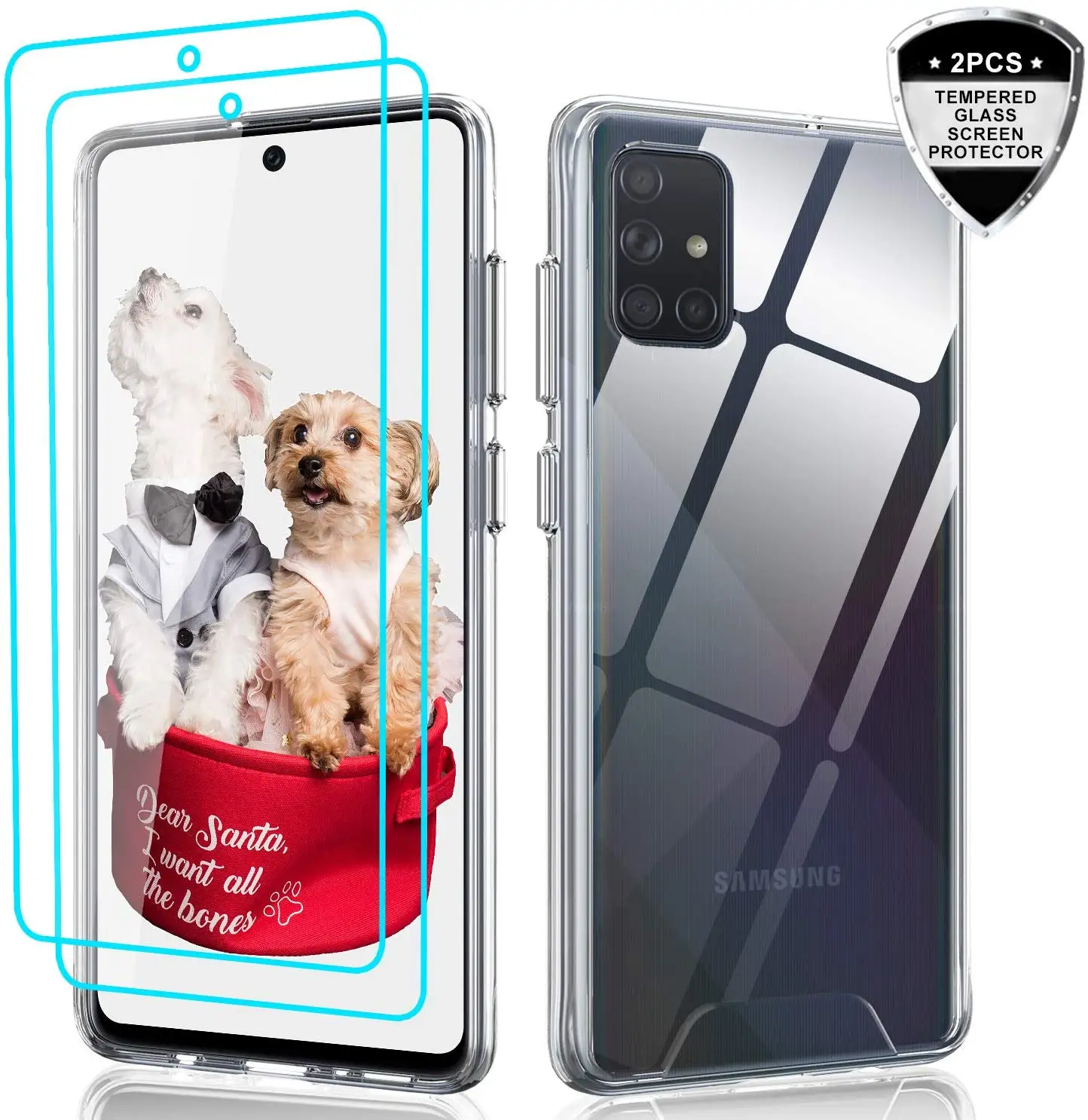 

LeYi ultra thin cell phone case for samsung A51 M30S case with Screen Protector[2 Pack] bag back covers, Transparent