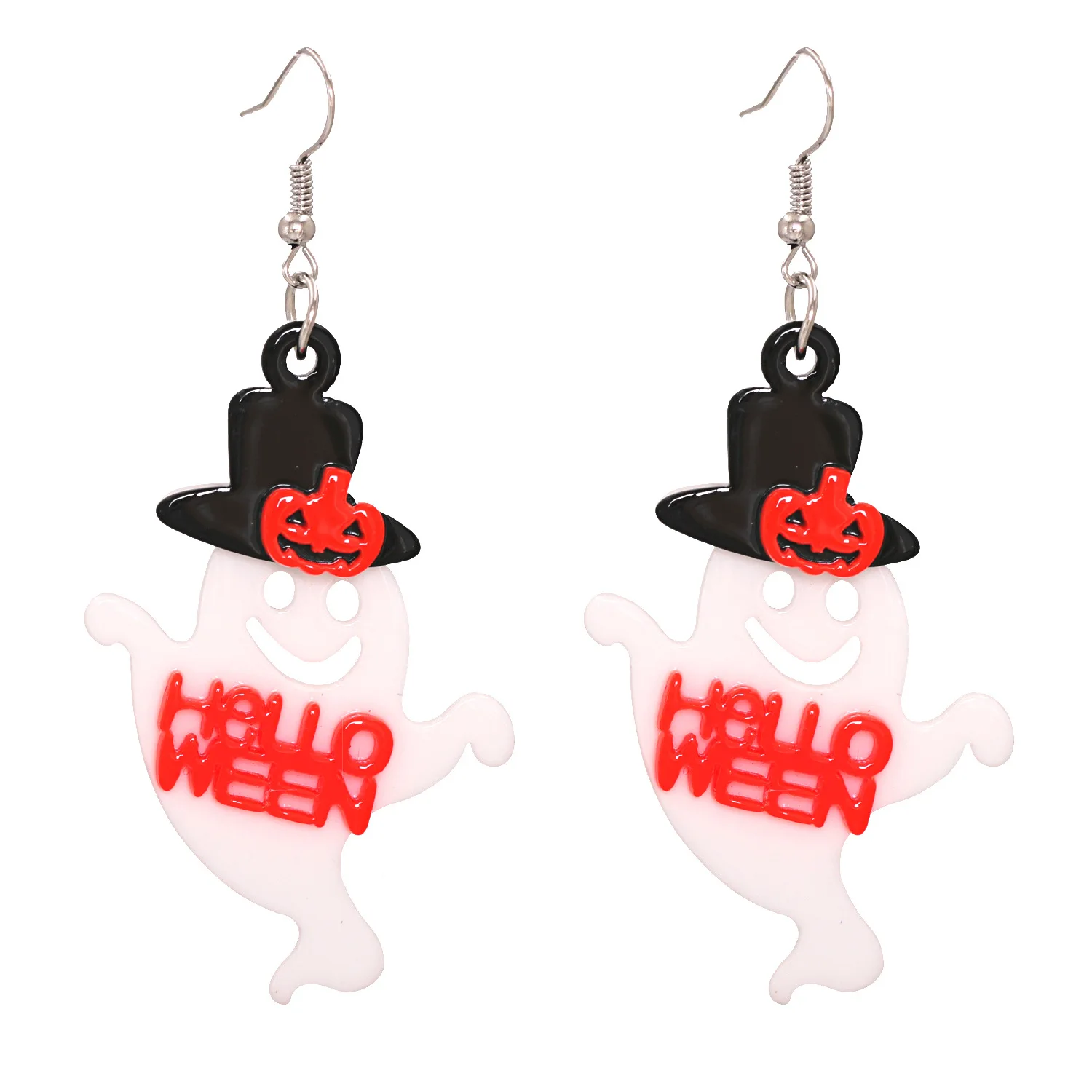 

Wholesale Popular Halloween Witch Hat Bat Ghost Earring Geometric Acrylic Skull Earring For Women