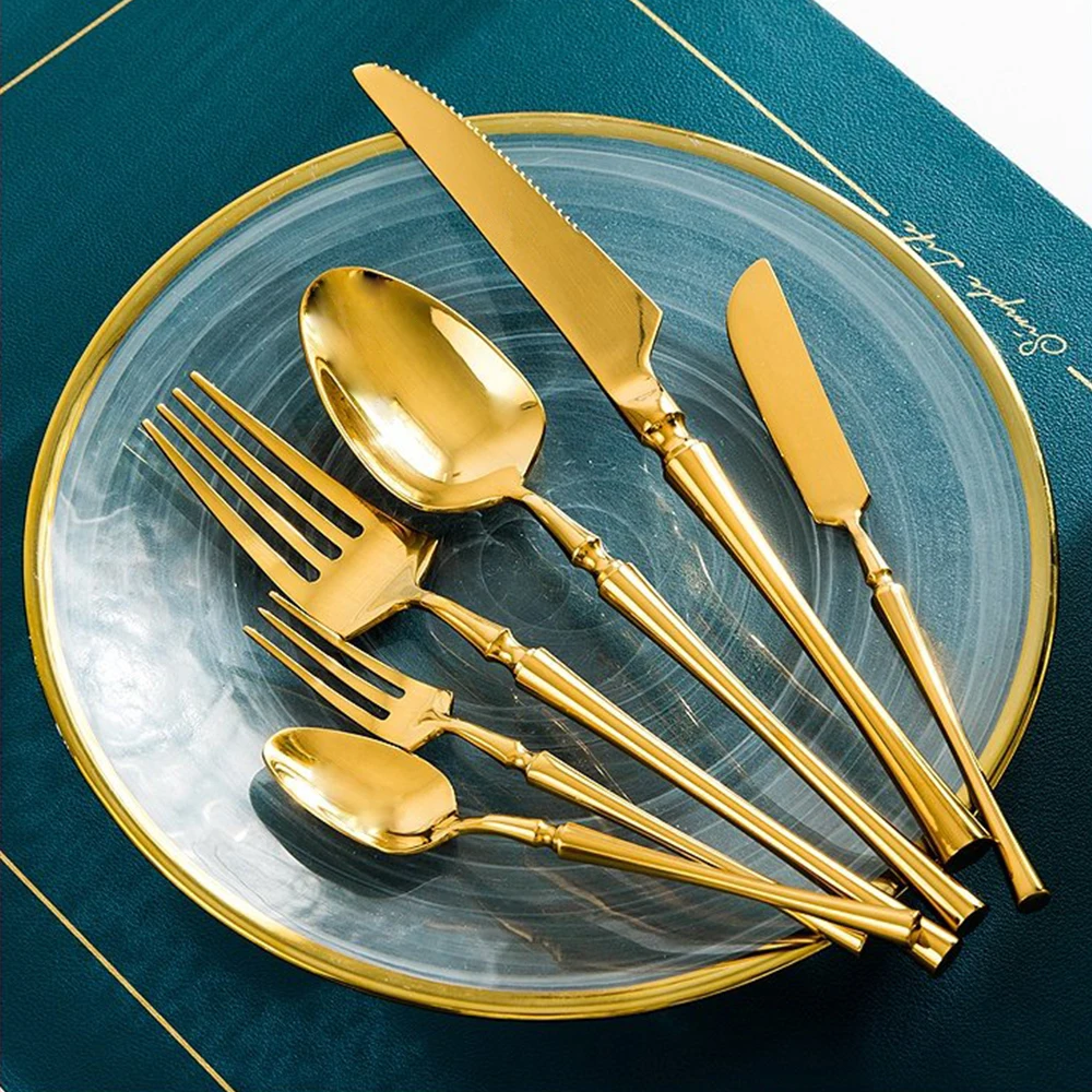 

Shiny Flatware Cutlery Set Gold Wedding Party Decoration Gift Set Hotel Used Restaurant