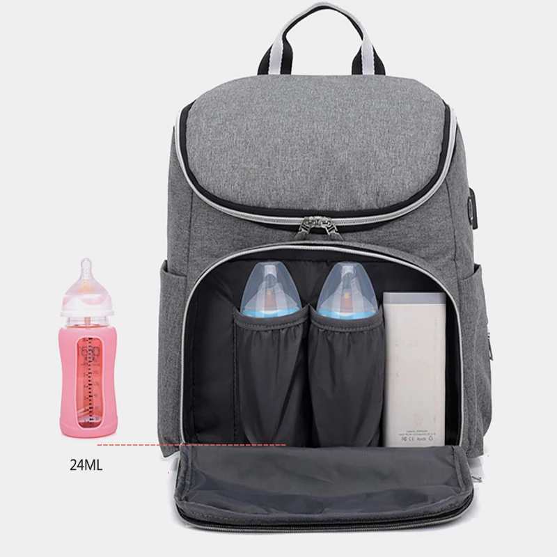 

custom printing adult land multifunction mummy baby bag canvas insular import backpack baby diaper bag, Black/pink/grey