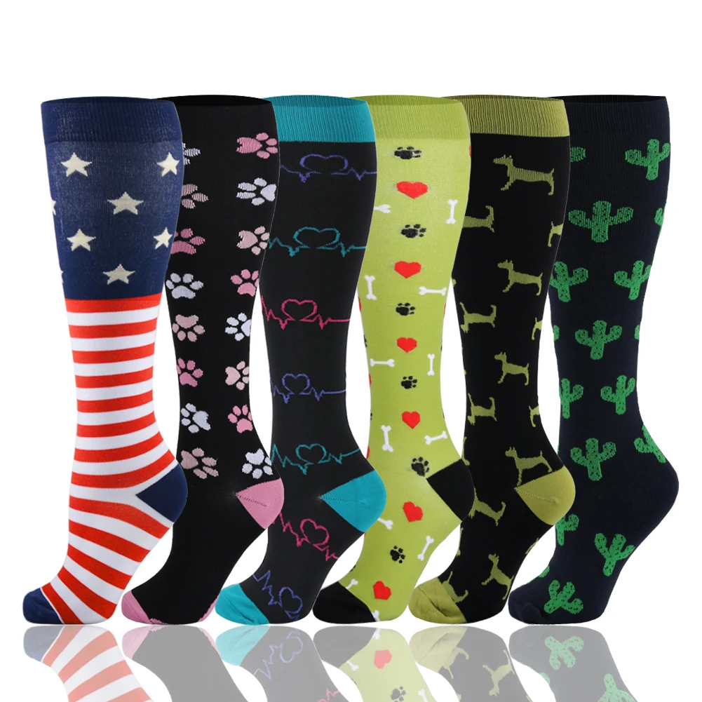

Women Men 15-20mmHg Stockings Medical Nursing Nurse Knee High Compression Socks For Running Nursing, As pictures