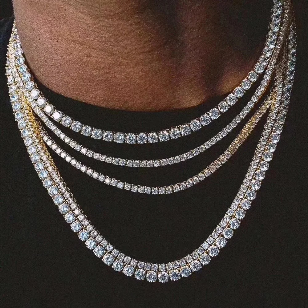 

Hot sale 5 mm cz tennis chain necklace hip hop crystal necklace for men