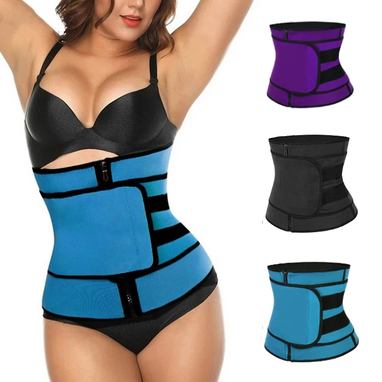 

Blue Neoprene Womens Waist Cincher Zip Waist Trainer Slim Waist Trimmer Belt