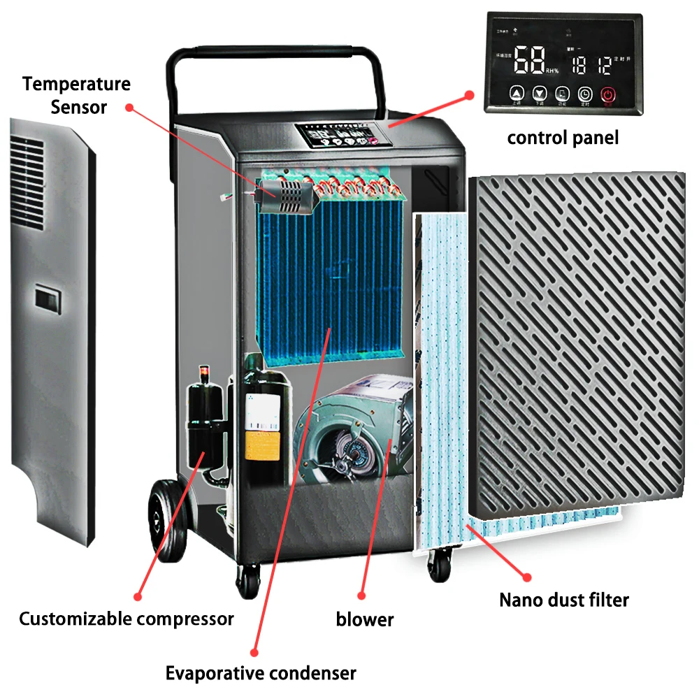 

Intelligent control humidity 250L/D industrial dehumidifying dryer with nanoscale filter