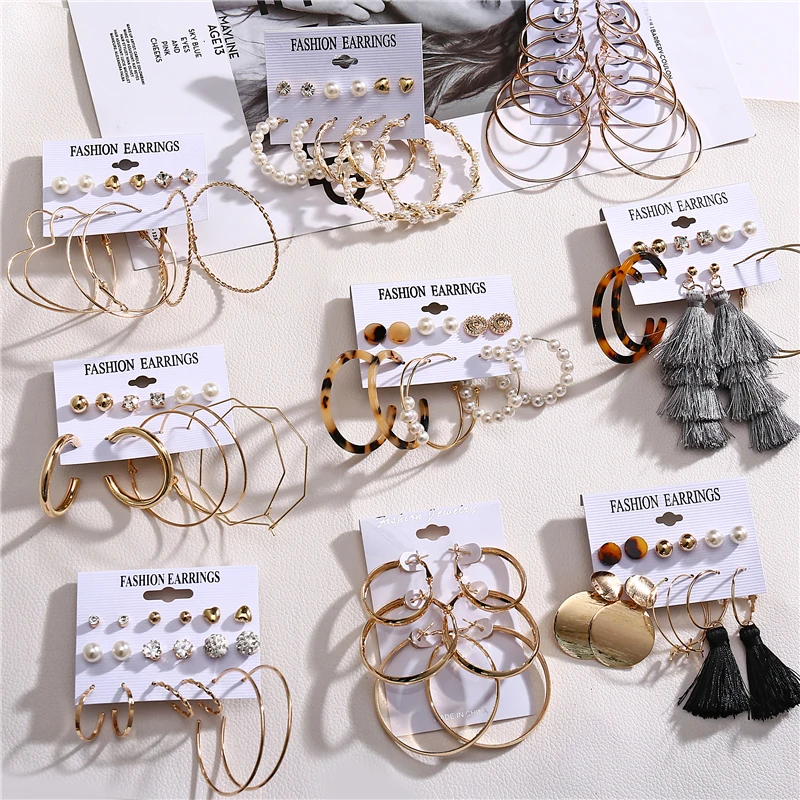 

Oversize Hoop Set Gold Color Round Circle Women's Earrings DIY 2019 Brincos Statement Jewelry, Gold color,silver color