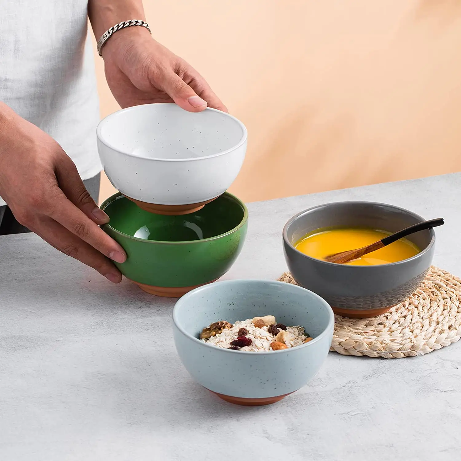 

Dessert Rice Salad Soup Snacks Set of 6 Ceramic Cereal Bowls 5'' Small porcelain bowl Ceramic Bowl