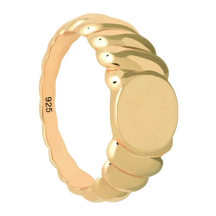 

Chic jewelry vermeil chunky Rope Signet 925 sterling silver ring