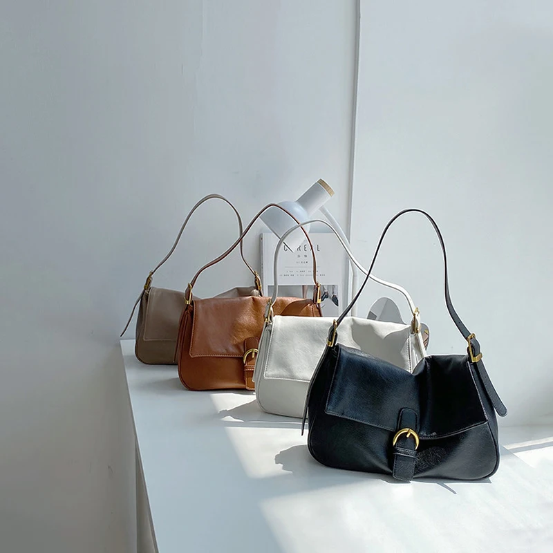 

custom logo simple style PU leather hand bag soft underarm shoulder bag lady handbags for women, Customsized