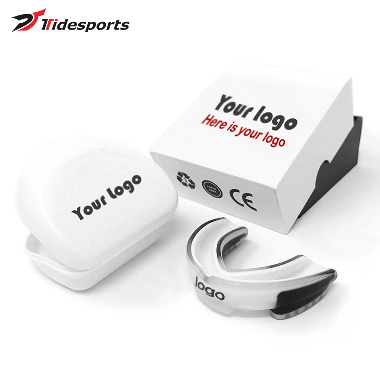 

Custom Logo Eva Moldable Sports Boxing basketball Gum Shield Gumshield Mouthguard Mouth Guard, Popular white+black+transparent, any color can customized